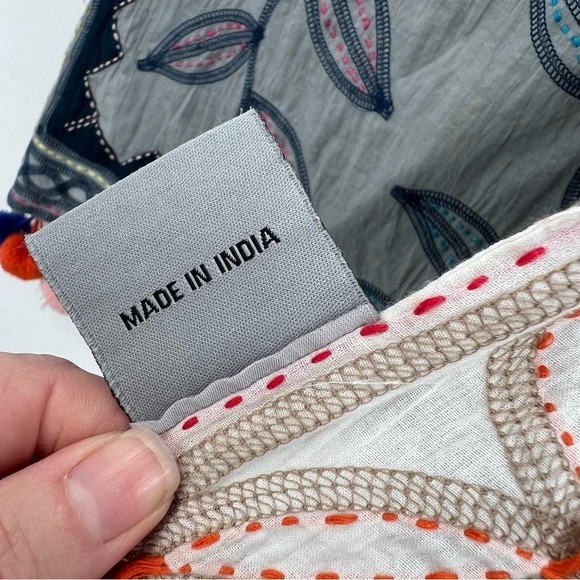 Vrisa Hand Made in India Cotton Embroidered Scarfs Dupatta Lot of 2 - Picture 10 of 10